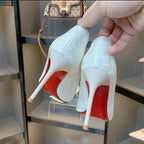 Pointed Toe Chinese Style Embroidery Low-cut High Heels Women's Stiletto Heel