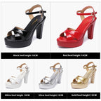 Women's Chunky Heel Summer New Patent Leather Plus Size Platform Women's Shoes
