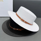 Straw Wide Brim Sun Protection Flat Top Hat Children