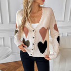 Women's Love V-neck Knitted Sweater Coat
