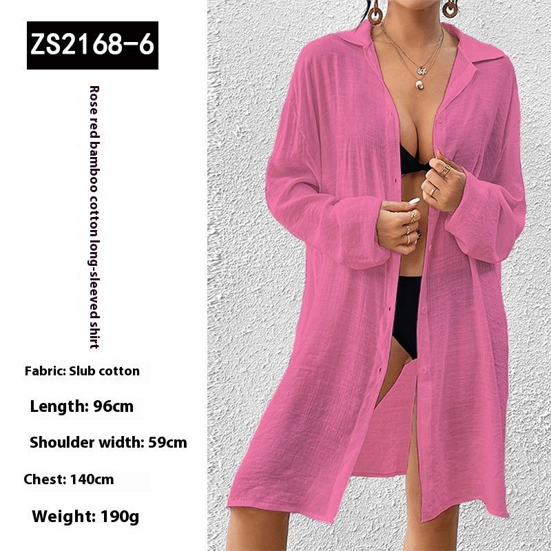 Tencel Slub Cotton Long-sleeved Shirt For Women