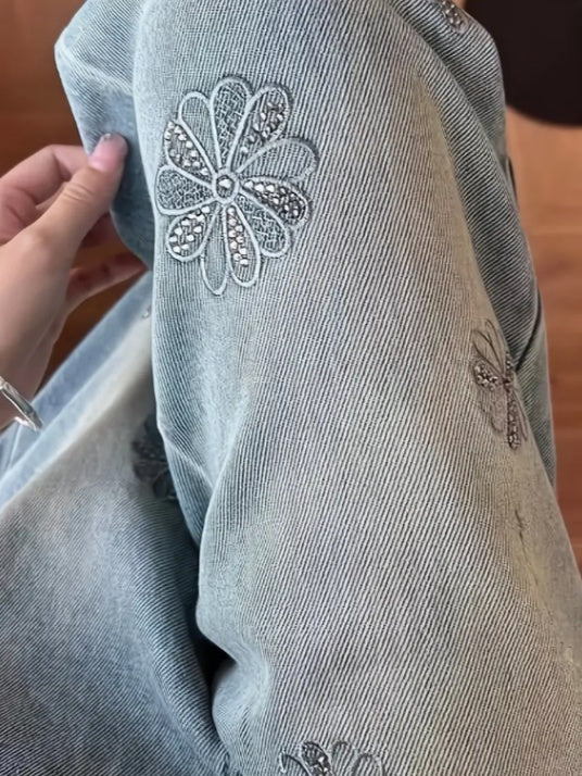 Ladies' High Waisted Straight Leg Loose Jeans