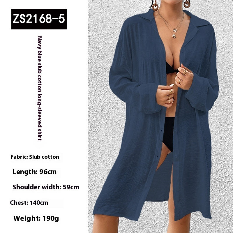 Tencel Slub Cotton Long-sleeved Shirt For Women