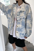Tie-dye Denim Jacket Women's Peplum Loose