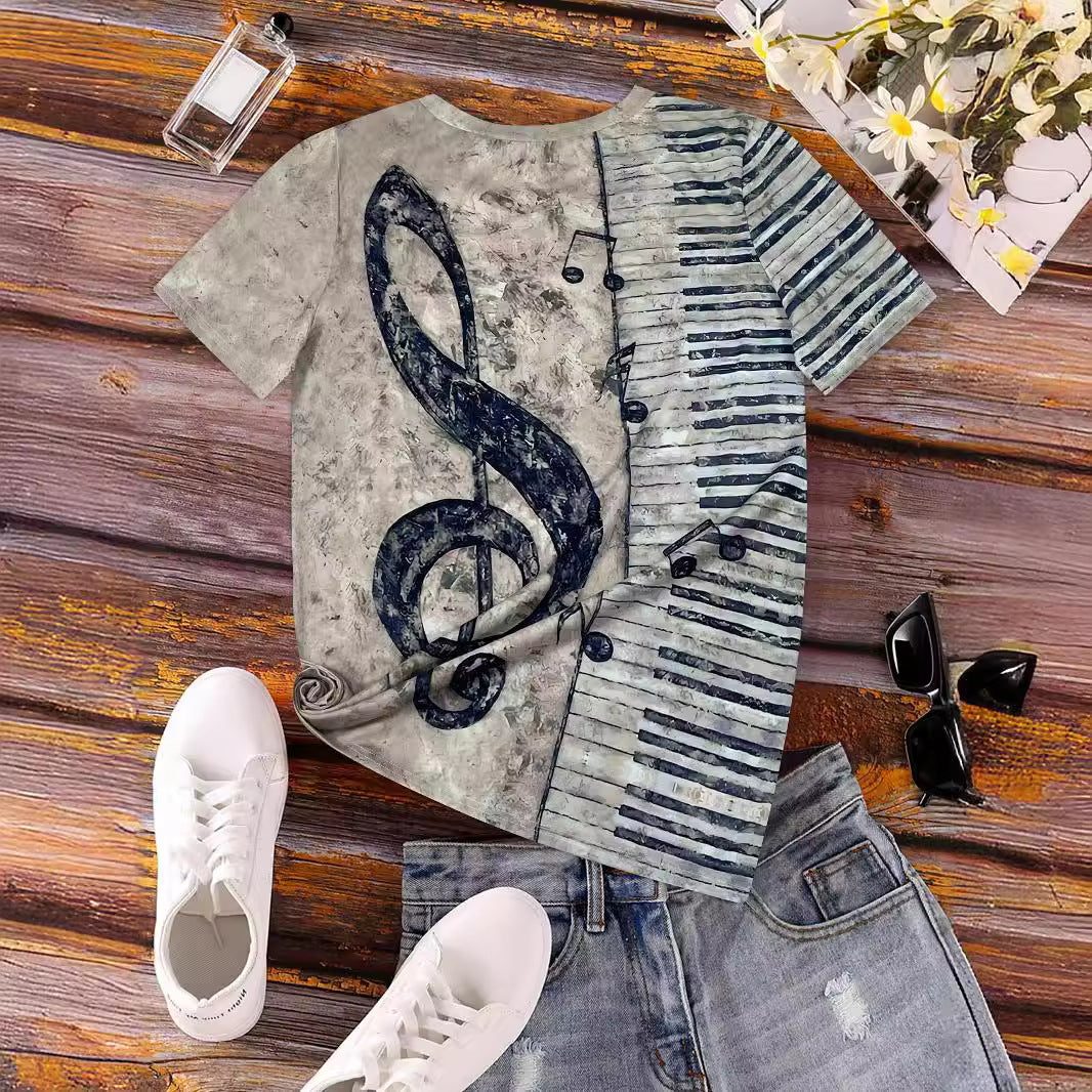 Digital Printing Note Short-sleeved T-shirt